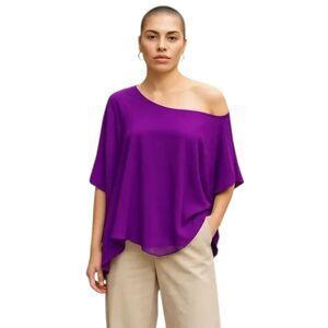 NEW Jay Godfrey Size 0 Purple Silk Blouse One Shoulder Asymmetrical Hem Lined